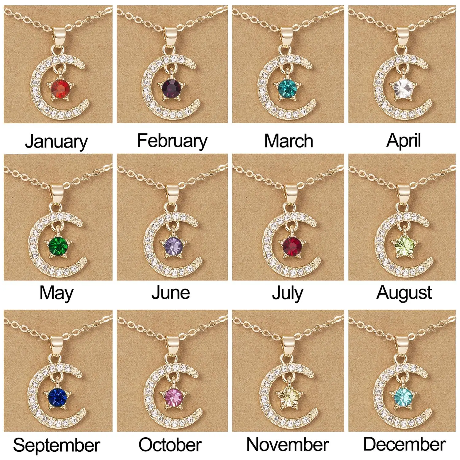 Fashion Personality Birthstone Moon Star Crystal Pendant Necklace for Women Clavicle Chain Choker Birthday Party Jewelry Gift
Fashion Personality Birthstone Moon Star Crystal Pendant Necklace for Women Clavicle Chain Choker Birthday Party Jewelry Gift