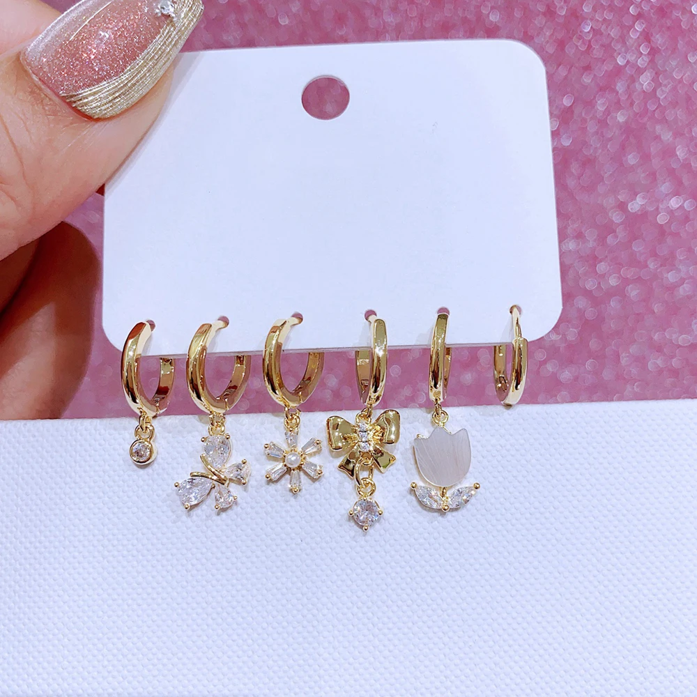MIGGA 6pcs Cubic Zircon Flower Butterfly Dangle Earrings Set Gold Plated Women Huggie Earrings Jewelry
MIGGA 6pcs Cubic Zircon Flower Butterfly Dangle Earrings Set Gold Plated Women Huggie Earrings Jewelry