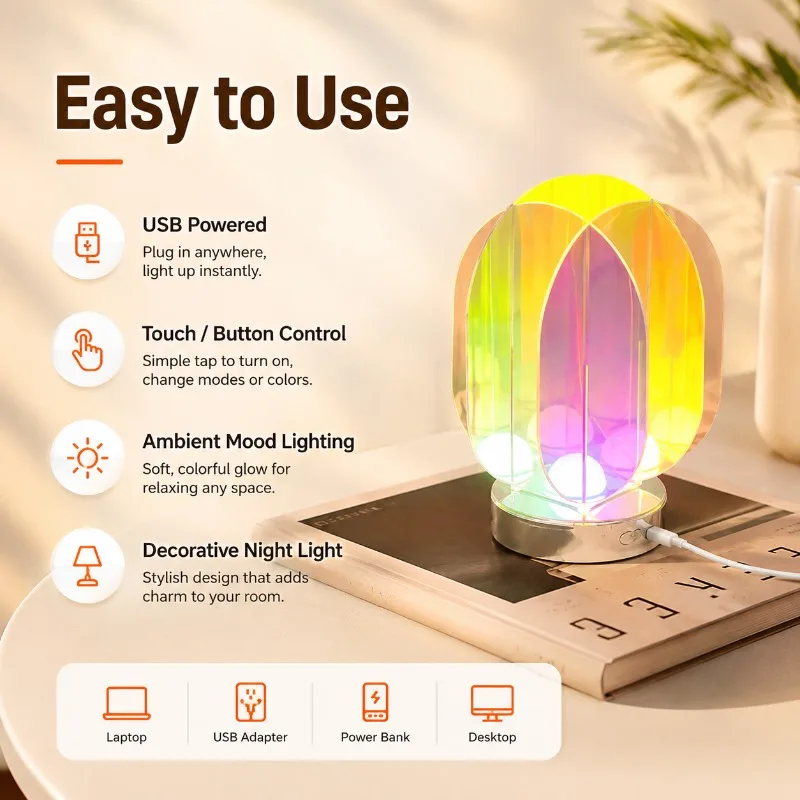 Acrylic Crystal Table Lamp RGB LED Touch Dimmable USB Night Light Modern Bedside Mood Lamp for Bedroom Desk Home Decor Gift
Acrylic Crystal Table Lamp RGB LED Touch Dimmable USB Night Light Modern Bedside Mood Lamp for Bedroom Desk Home Decor Gift