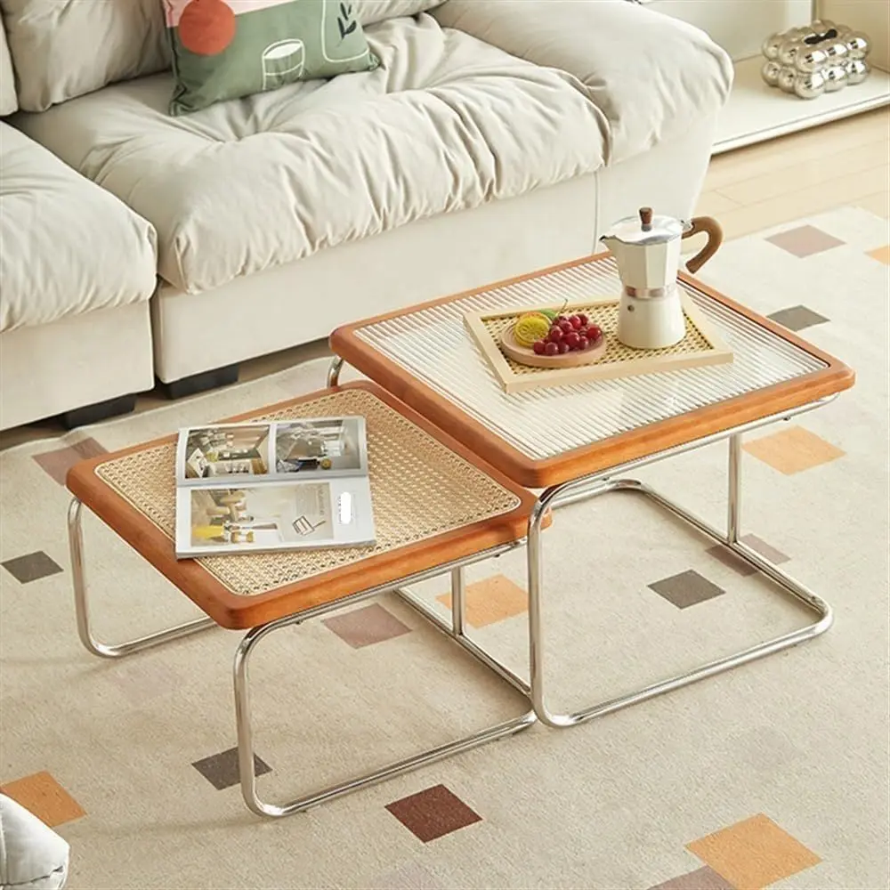 Square 2-Piece Coffee Table Set with Rattan and Tempered Glass Top for Living Room in Orange
Square 2-Piece Coffee Table Set with Rattan and Tempered Glass Top for Living Room in Orange