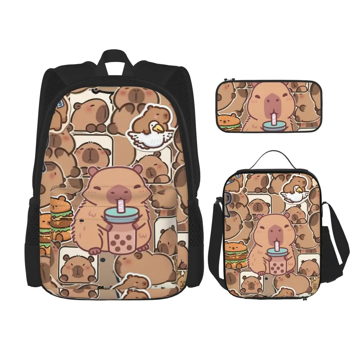 Los Capibara Cute Capybara Animal Backpacks Kids Bookbag School Bags Rucksack Lunch Bag Pen Bag Three-Piece Set
Los Capibara Cute Capybara Animal Backpacks Kids Bookbag School Bags Rucksack Lunch Bag Pen Bag Three-Piece Set