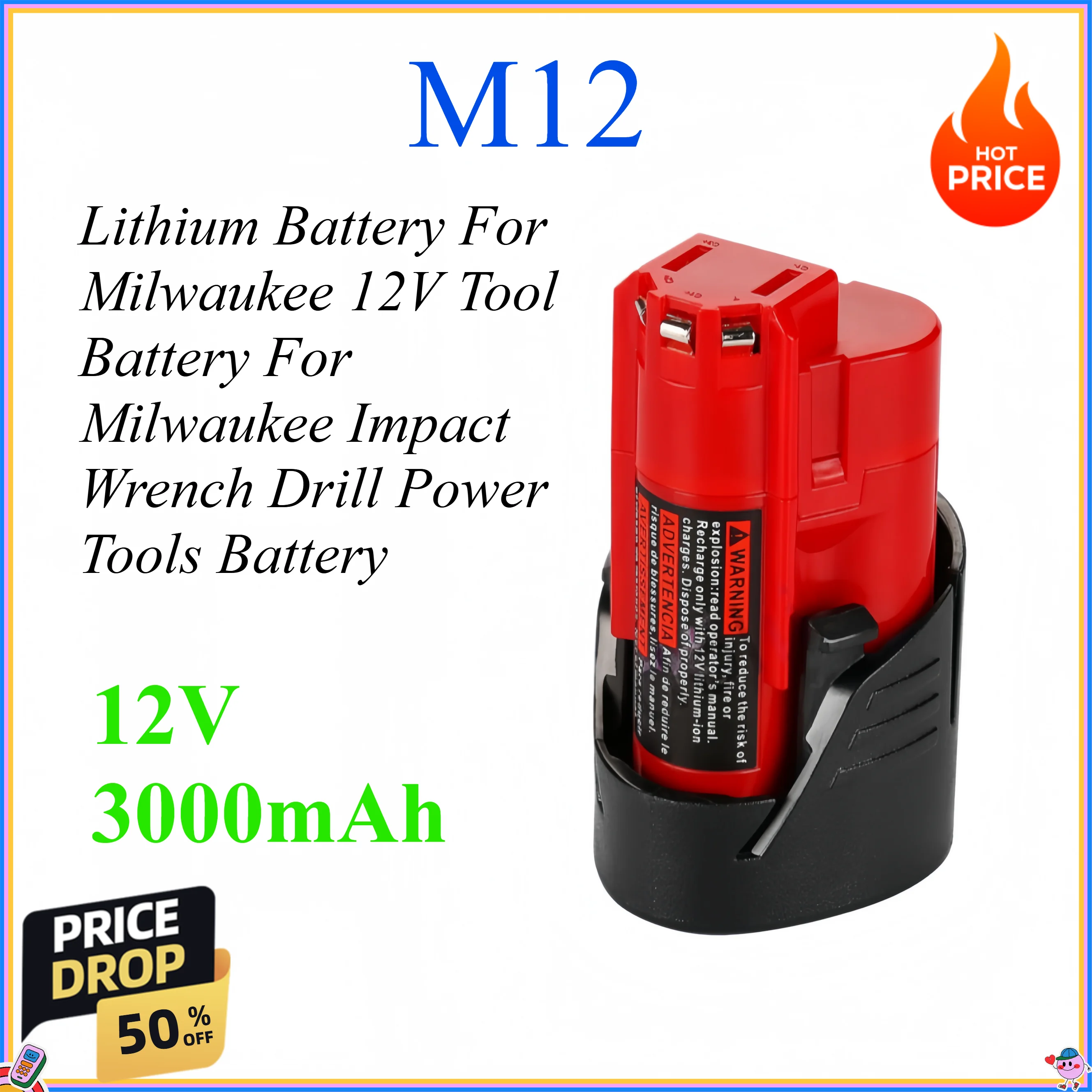 3000mAh Lithium Battery For Milwaukee 12V Tool Battery For Milwaukee Impact Wrench Drill Power Tools Battery
3000mAh Lithium Battery For Milwaukee 12V Tool Battery For Milwaukee Impact Wrench Drill Power Tools Battery