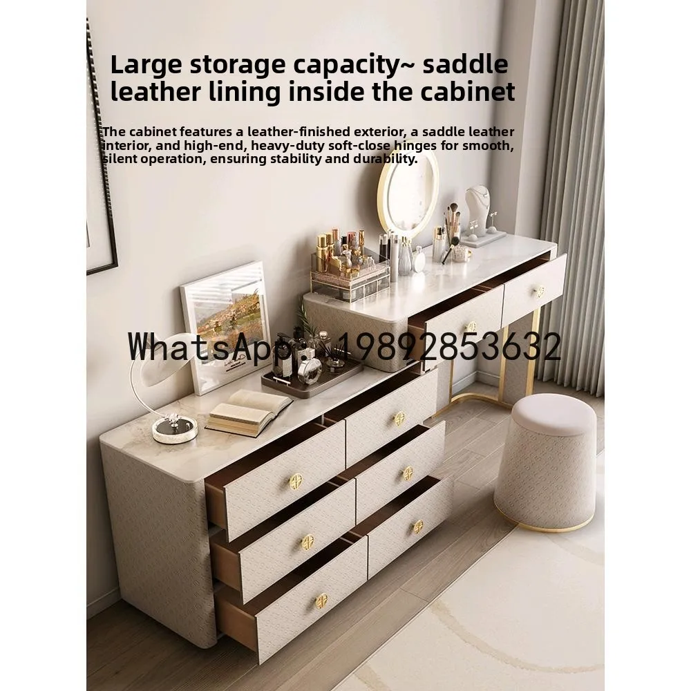 CZ Rock Slab Makeup Table Stool High-End Feel Saddle Leather Bedroom Bedside Cabinet Solid Wood Storage Cabinet Makeup Table
CZ Rock Slab Makeup Table Stool High-End Feel Saddle Leather Bedroom Bedside Cabinet Solid Wood Storage Cabinet Makeup Table