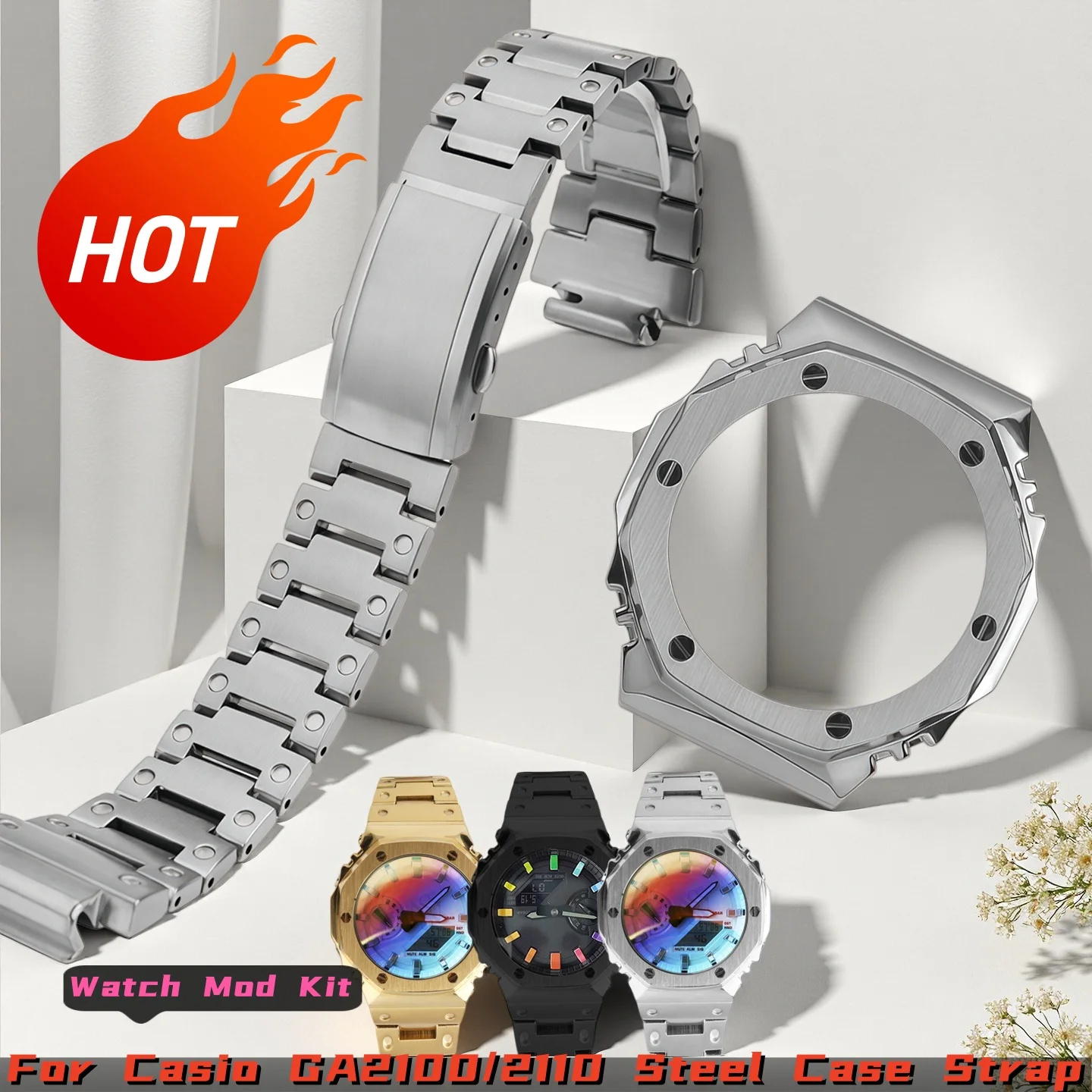GA2100 Upgrade Modify Stainless Steel Mod Kit For CASIO GA-2100 2110 B2100 Casioak Metal Bracelet Waterproof Watch Band Case Men
GA2100 Upgrade Modify Stainless Steel Mod Kit For CASIO GA-2100 2110 B2100 Casioak Metal Bracelet Waterproof Watch Band Case Men