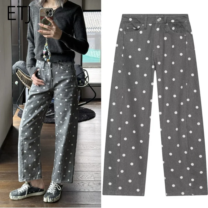 ETJ 2026 New Women's High Waist Polka Dot Wide Leg Jeans Casual Straight Denim Pants Fashion Summer Loose Fit Trousers
ETJ 2026 New Women's High Waist Polka Dot Wide Leg Jeans Casual Straight Denim Pants Fashion Summer Loose Fit Trousers