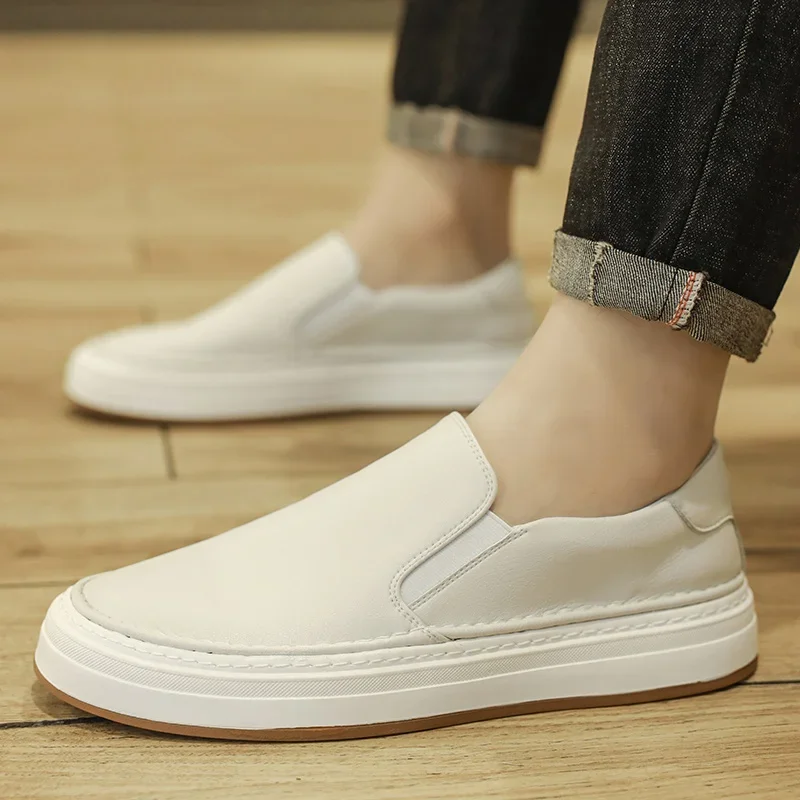 Fashion Leather Shoes for Men outdoor black white Solid Color Casual Slip On Shoes Flats Loafers Male Cowhide Leisure Shoes
Fashion Leather Shoes for Men outdoor black white Solid Color Casual Slip On Shoes Flats Loafers Male Cowhide Leisure Shoes