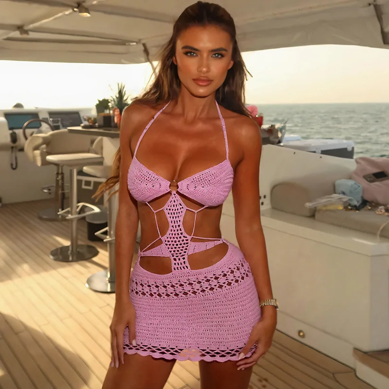 Women's clothing 2025 summer new knitted sexy hollow neck hanger lace slim hip-pack dress club clothing Vestidos
Women's clothing 2025 summer new knitted sexy hollow neck hanger lace slim hip-pack dress club clothing Vestidos