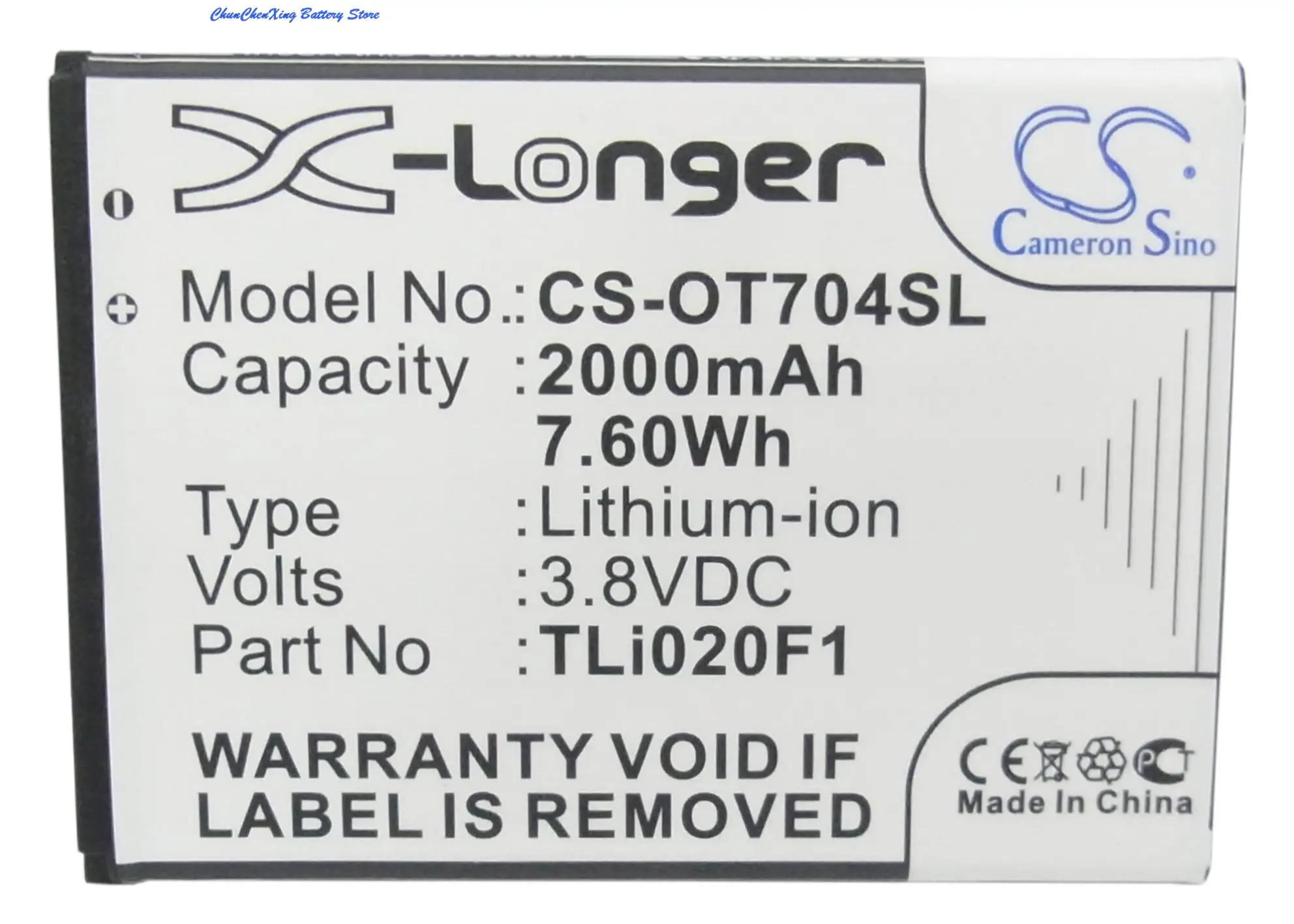 OrangeYu Battery TLi019B1,TLi019B2,TLi020F1,TLi020G1 for TCL/Alcatel A450TL,J720, J720T,J726T,J730U,J736L,J738M,OT-7040
OrangeYu Battery TLi019B1,TLi019B2,TLi020F1,TLi020G1 for TCL/Alcatel A450TL,J720, J720T,J726T,J730U,J736L,J738M,OT-7040