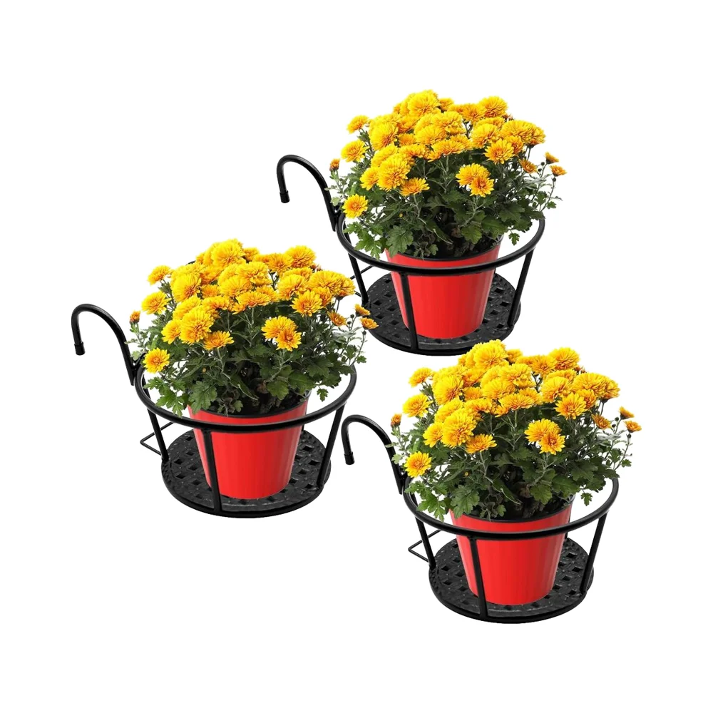 Modern Galvanized Iron Hanging Basket Flower Pot Support 3-Piece Black Pack for Home Balcony & Outdoor Planting Use
Modern Galvanized Iron Hanging Basket Flower Pot Support 3-Piece Black Pack for Home Balcony & Outdoor Planting Use
