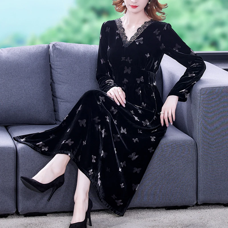 2023 New Fashion Golden Velvet Dress Women's Autumn Versatile Print Knee Length Dress French Loose Fit Holiday Leisure Vestidos
2023 New Fashion Golden Velvet Dress Women's Autumn Versatile Print Knee Length Dress French Loose Fit Holiday Leisure Vestidos