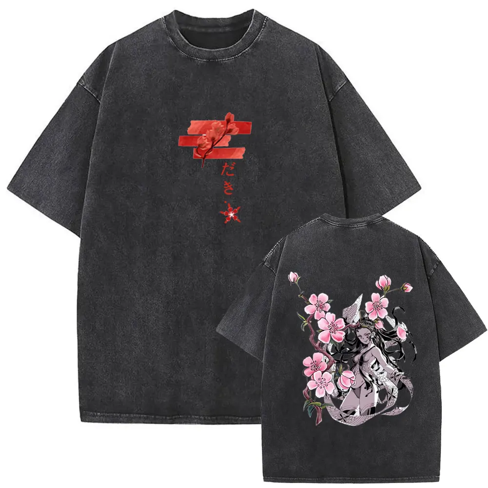 Washed Vintage Anime Demon Slayer Daki Cherry Blossom Graphic T-shirt Men Women Casual Cotton T-shirts Men's Oversized T Shirts
Washed Vintage Anime Demon Slayer Daki Cherry Blossom Graphic T-shirt Men Women Casual Cotton T-shirts Men's Oversized T Shirts