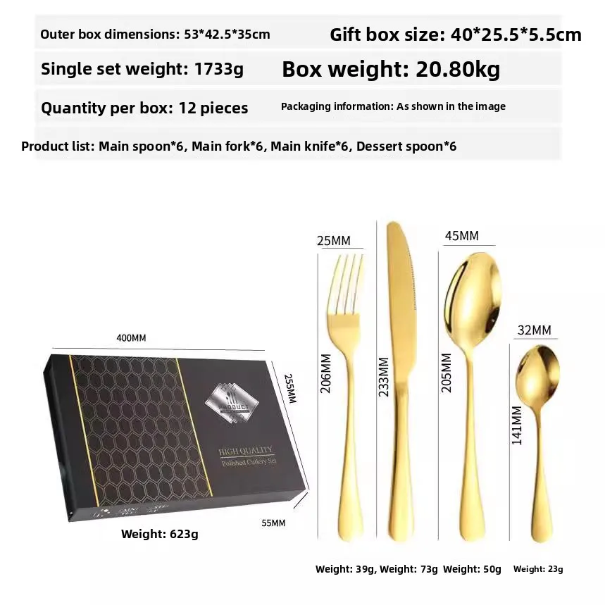 Stainless Steel Cutlery Set Gift Box Piece Steak Knife Fork Dessert Spoon And Soup Spoon Western Dining Utensils Dinnerware
Stainless Steel Cutlery Set Gift Box Piece Steak Knife Fork Dessert Spoon And Soup Spoon Western Dining Utensils Dinnerware