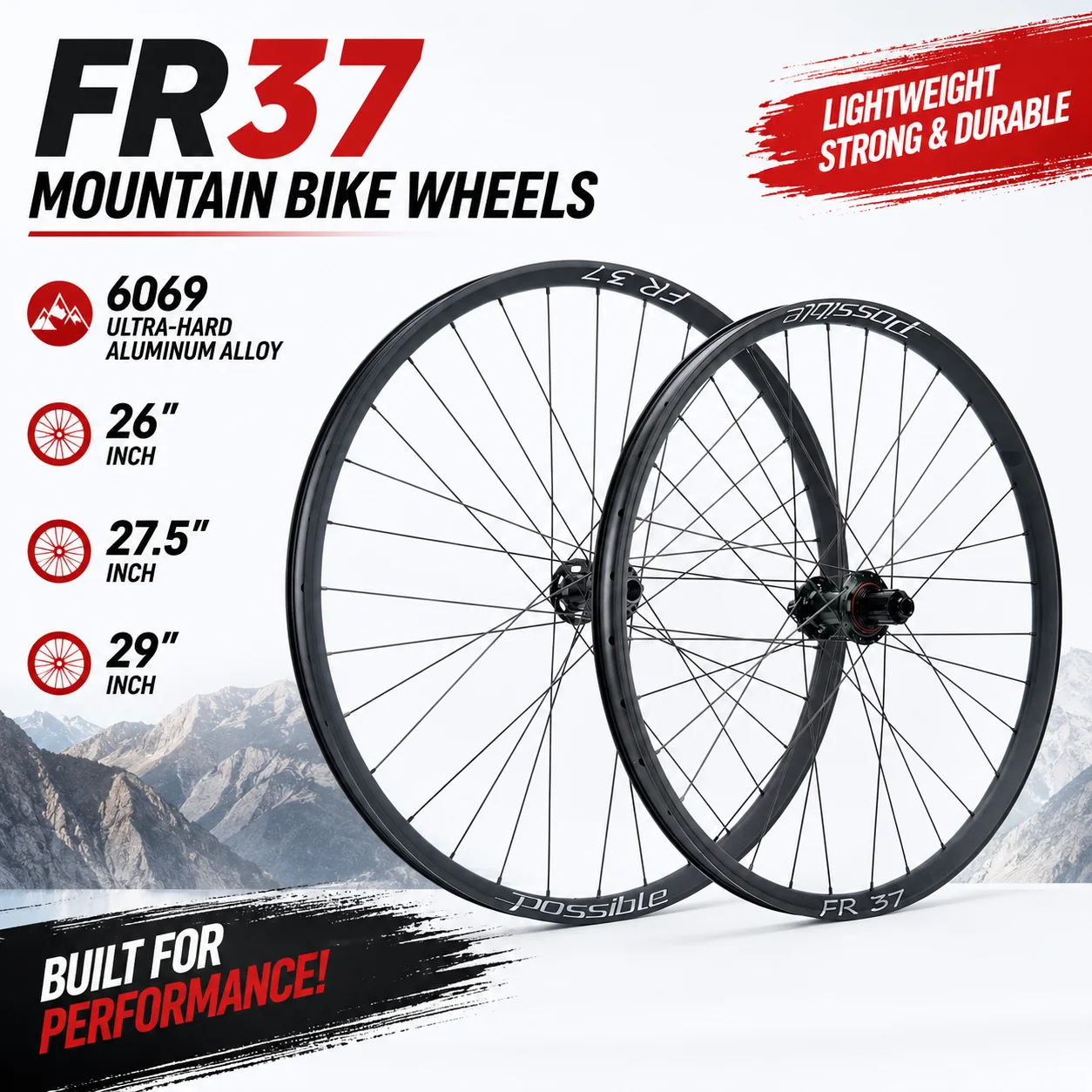 Possible FR37 MTB Wheelset 26 27.5 29 Inch 6069 Aluminum Tubeless Ready 7 Pawl Hub Disc Brake Enduro Downhill Bicycle Wheelset
Possible FR37 MTB Wheelset 26 27.5 29 Inch 6069 Aluminum Tubeless Ready 7 Pawl Hub Disc Brake Enduro Downhill Bicycle Wheelset