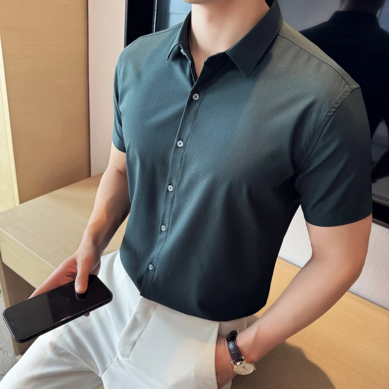 High Quality Ice Silk Elastic Jacquard Shirts 2024 Summer New Men Casual Short Sleeved Slim Fit Business Versatile Shirt 4XL-M
High Quality Ice Silk Elastic Jacquard Shirts 2024 Summer New Men Casual Short Sleeved Slim Fit Business Versatile Shirt 4XL-M