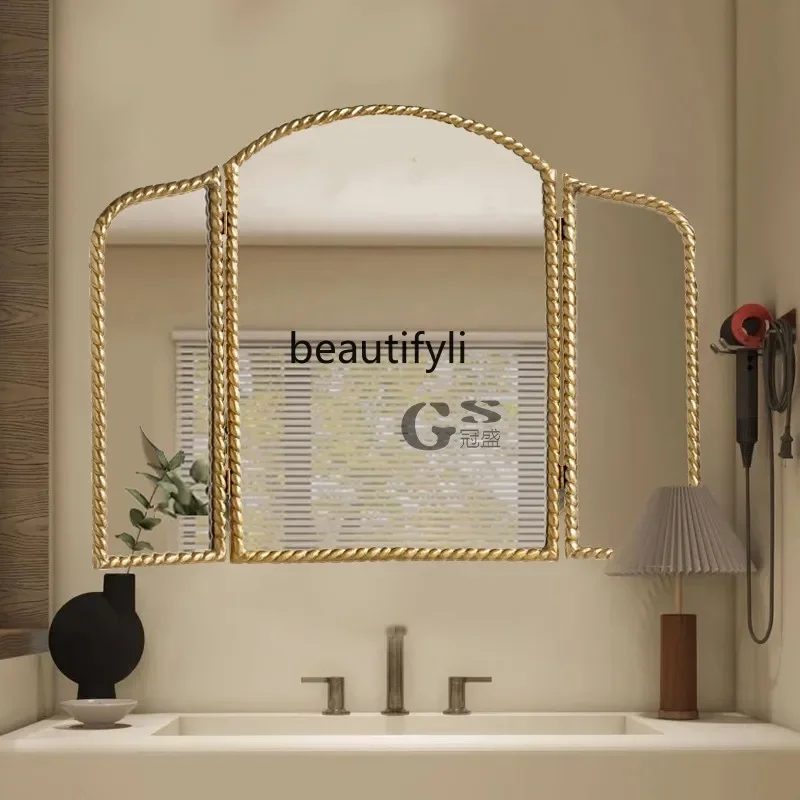 B06 French retro tri-fold mirror bathroom mirror wall-mounted, bedroom vanity three-sided folding makeup mirror
B06 French retro tri-fold mirror bathroom mirror wall-mounted, bedroom vanity three-sided folding makeup mirror