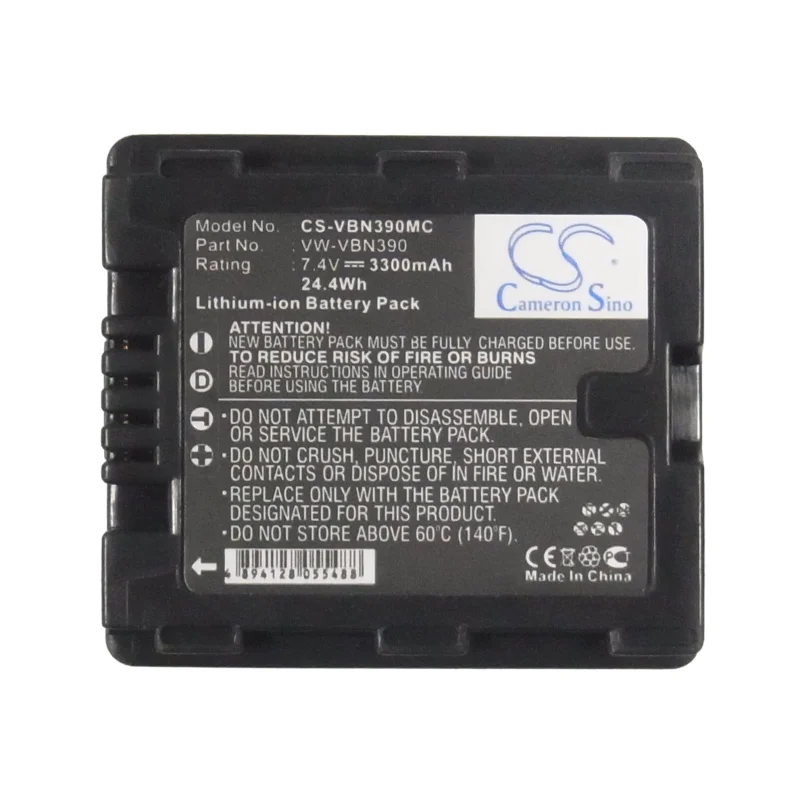 Camera Battery 7.4V/3300mAh VW-VBN390 for Panasonic HDC-TM900, HDC-HS900, HDC-SD900, HDC-SD800, HC-X900, HC-X900M, HC-X920
Camera Battery 7.4V/3300mAh VW-VBN390 for Panasonic HDC-TM900, HDC-HS900, HDC-SD900, HDC-SD800, HC-X900, HC-X900M, HC-X920