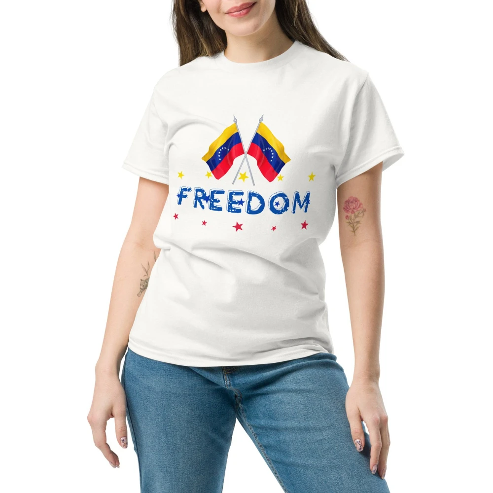 Flag Venezuela Bandera Freedom Libertad Cotton Short Sleeve T-Shirt Summer Casual Comfortable Lightweight for Women Men Unisex
Flag Venezuela Bandera Freedom Libertad Cotton Short Sleeve T-Shirt Summer Casual Comfortable Lightweight for Women Men Unisex