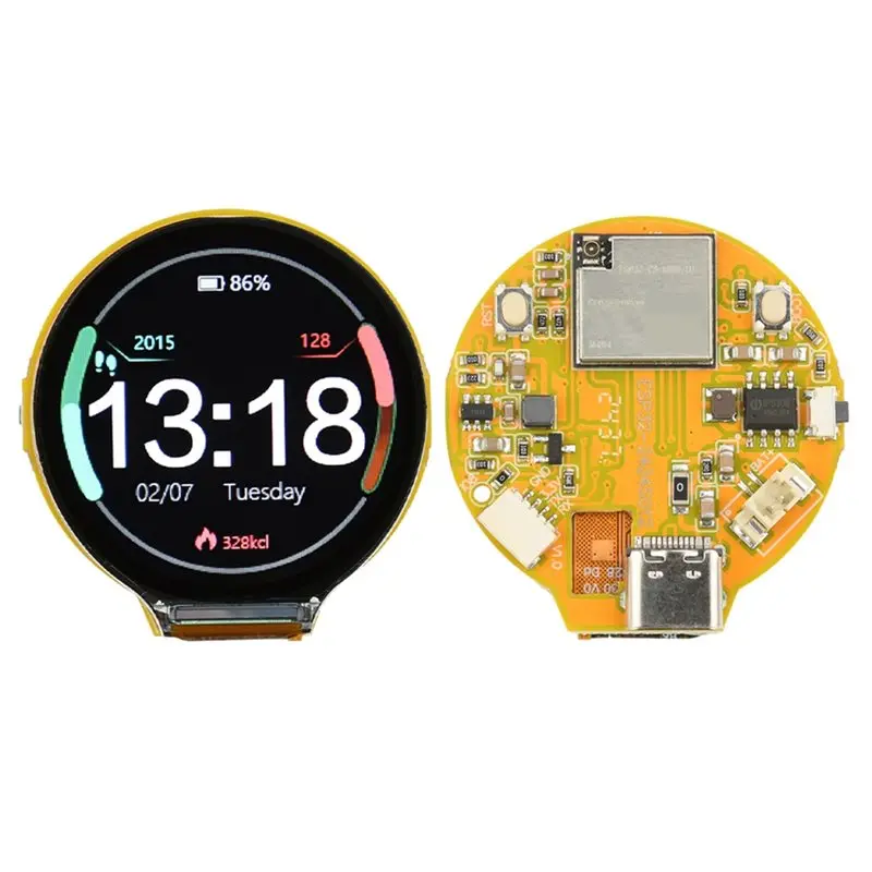 AAAEL-ESP32-C3-MINI-1U ESP32-C3 Wifi BT Development Board 1.28-Inch TFT Circular Screen Onboard Module 160Mhz RISC-V 32-Bit