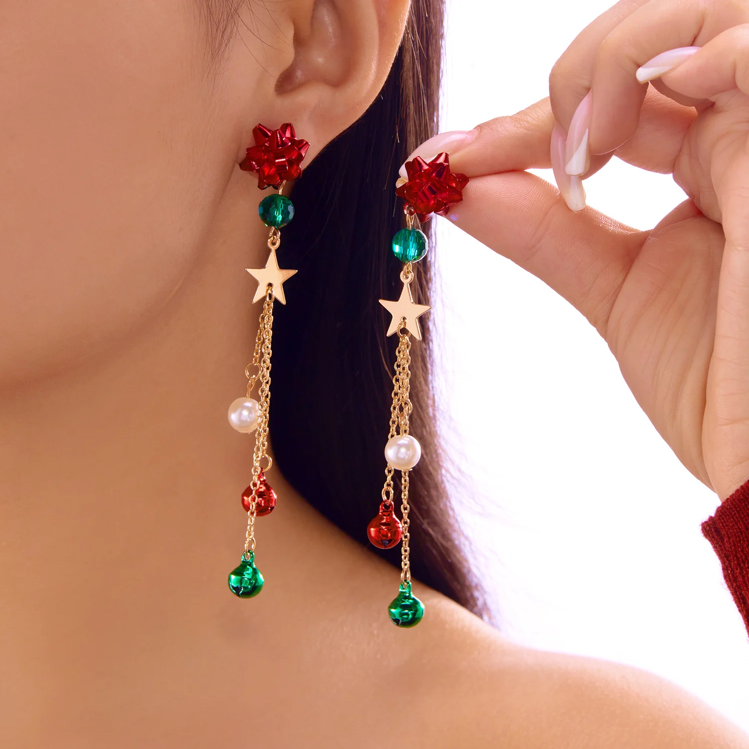 Christmas Pearl Flower Star Bell Long Tassel Earrings Dangle for Women Crystal Zircon Snowflake Earring Girl Jewelry Gift
Christmas Pearl Flower Star Bell Long Tassel Earrings Dangle for Women Crystal Zircon Snowflake Earring Girl Jewelry Gift