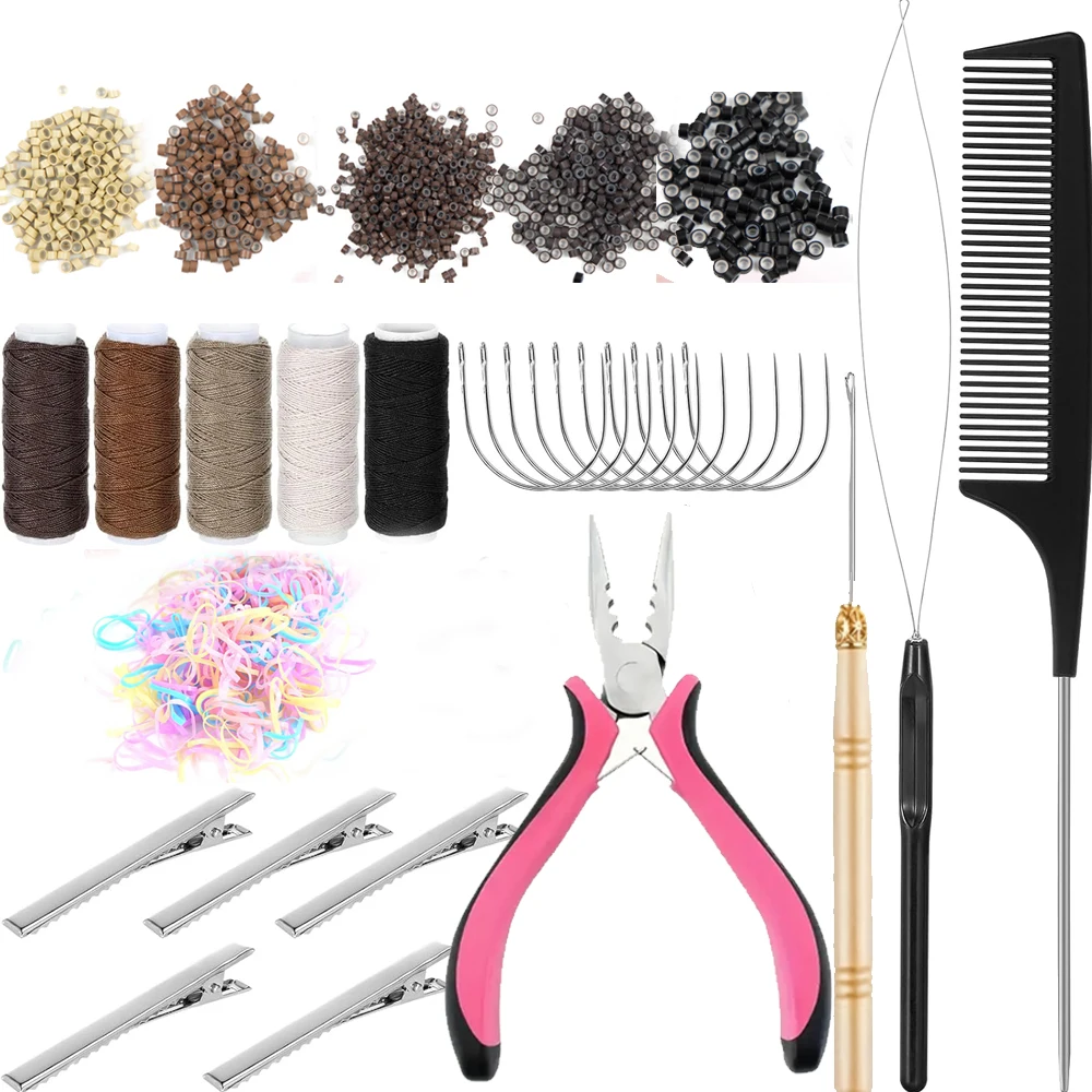 Набор инструментов для наращивания волос, 500 микроколец с силиконовой подкладкой, 1 плоскогубцы, петля для вытягивания иглы с 2 крючками, игла для волос, 5 металлических зажимов для волос
Набор инструментов для наращивания волос, 500 микроколец с силиконовой подкладкой, 1 плоскогубцы, петля для вытягивания иглы с 2 крючками, игла для волос, 5 металлических зажимов для волос