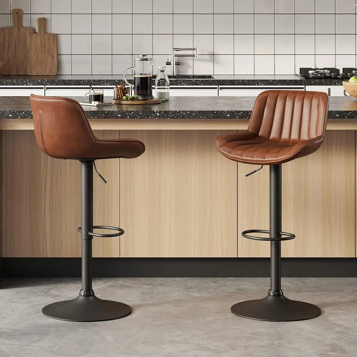 Комплект из 2 барных стульев, вращающиеся барные стулья в стиле Mid-Century Modern из искусственной кожи, регулируемая высота, барные стулья для бара/паба с высокой спинкой
Комплект из 2 барных стульев, вращающиеся барные стулья в стиле Mid-Century Modern из искусственной кожи, регулируемая высота, барные стулья для бара/паба с высокой спинкой