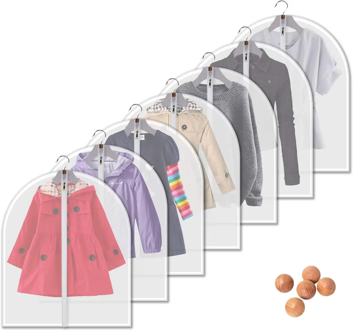 7-Piece Translucent Garment Bags with Full-Length Zipper, 31 Inch, Dust Proof for Closet Storage and Travel, Bonus 5 Cedar Balls
7-Piece Translucent Garment Bags with Full-Length Zipper, 31 Inch, Dust Proof for Closet Storage and Travel, Bonus 5 Cedar Balls