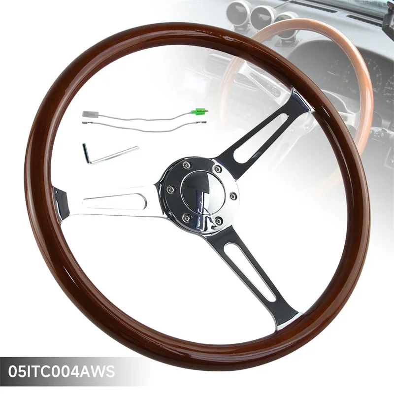 Steering Wheel Universal 15" inch 380mm Wooden Silver Chromed Spoke 1.75" Deep Classic Wood Horn Kit 6 bolts
Steering Wheel Universal 15" inch 380mm Wooden Silver Chromed Spoke 1.75" Deep Classic Wood Horn Kit 6 bolts