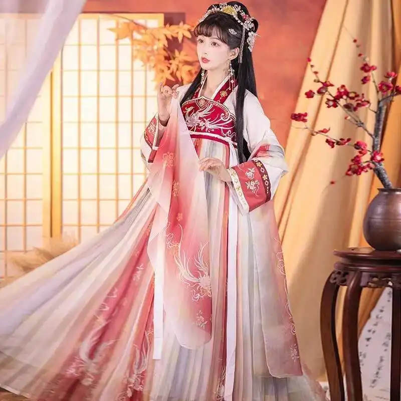 Chinese Traditional Vintage Chic Hanfu Women Carnival Cosplay Costume Tang Dynasty Embroidery Gradient Red Cute Princess Dress
Chinese Traditional Vintage Chic Hanfu Women Carnival Cosplay Costume Tang Dynasty Embroidery Gradient Red Cute Princess Dress