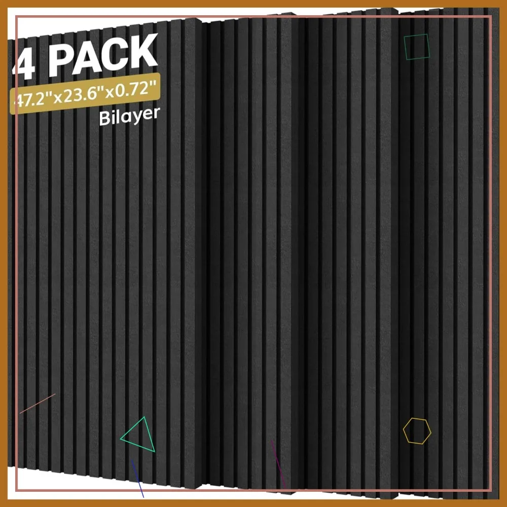 4 Pack Self-Adhesive Soundproof Panels, 47.2x23.6x0.72in High Density Acoustic Foam for Walls, Black
4 Pack Self-Adhesive Soundproof Panels, 47.2x23.6x0.72in High Density Acoustic Foam for Walls, Black