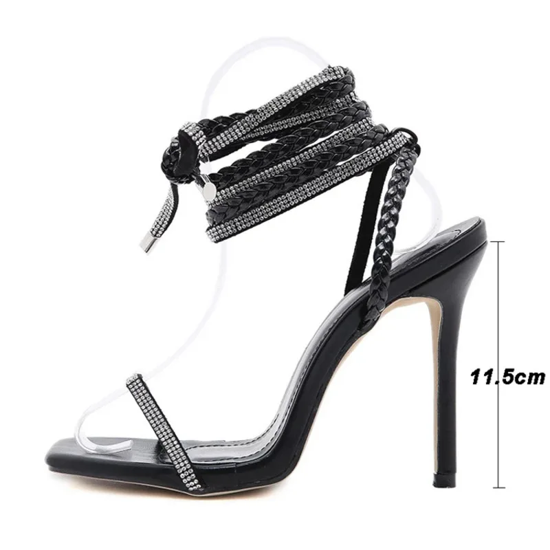 2024 Large Summer New Water Diamond Slim Heel Open Toe Tie Up Shoes Women's High Heel Sandals Trendy and Fashionable Design
2024 Large Summer New Water Diamond Slim Heel Open Toe Tie Up Shoes Women's High Heel Sandals Trendy and Fashionable Design