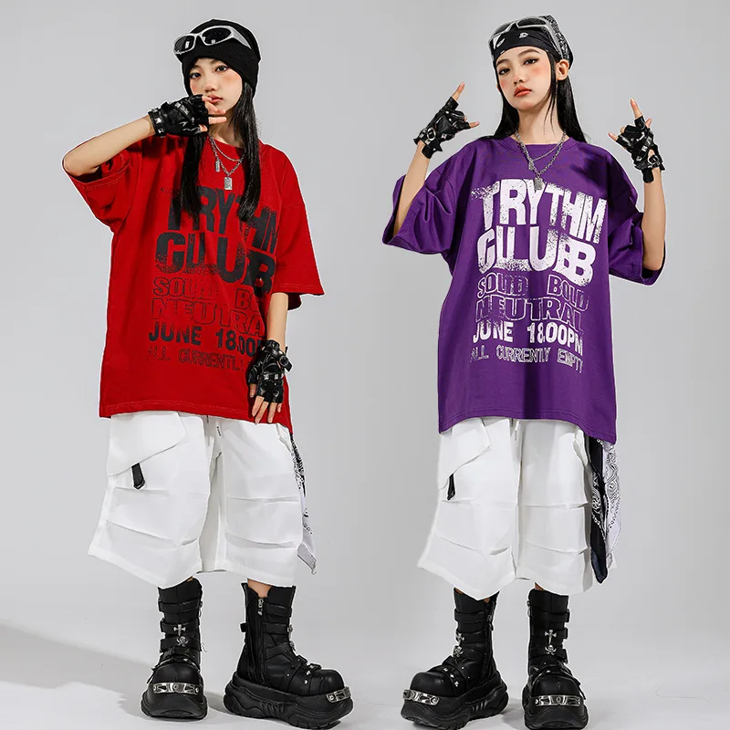 Kid Kpop Hip Hop Clothing Red Purple Letters T Shirt White Casual Parachute Cargo Shorts for Girl Boy Jazz Dance Costume Clothes
Kid Kpop Hip Hop Clothing Red Purple Letters T Shirt White Casual Parachute Cargo Shorts for Girl Boy Jazz Dance Costume Clothes
