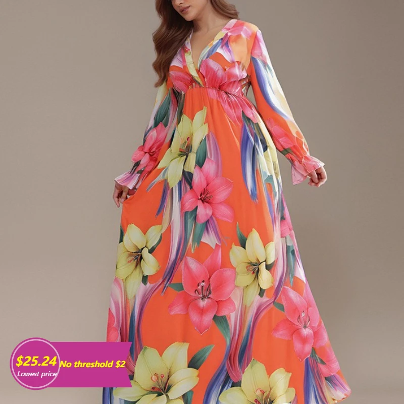 Tinaa Plus Size Womens Dresses 2025 A-line Beach Print Flare Sleeve V Neck Large Size Elegant Party Long Dress Women Clothing
Tinaa Plus Size Womens Dresses 2025 A-line Beach Print Flare Sleeve V Neck Large Size Elegant Party Long Dress Women Clothing