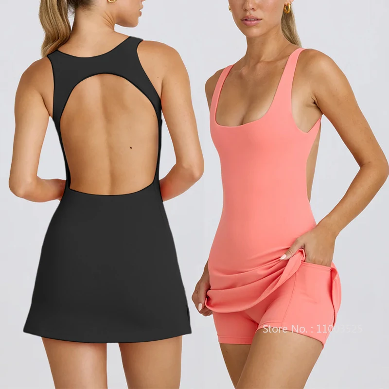 2025 Summer Fitness Sports Tennis Dress Women Sexy Backless Yoga Dress Female Casual with Inner Shorts Sports Slip Skirts
2025 Summer Fitness Sports Tennis Dress Women Sexy Backless Yoga Dress Female Casual with Inner Shorts Sports Slip Skirts