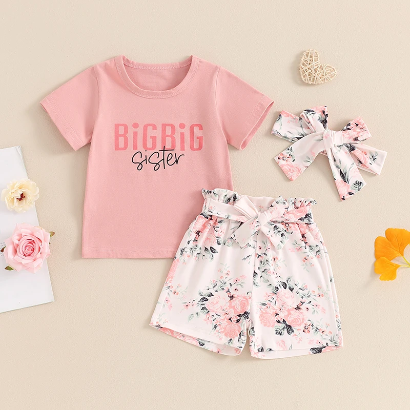 2024-03-28 Lioraitiin Toddler Girl Sister Matching Outfit Letter Print Short Sleeve Tops Shorts with Belt Headband Clothes Set
2024-03-28 Lioraitiin Toddler Girl Sister Matching Outfit Letter Print Short Sleeve Tops Shorts with Belt Headband Clothes Set