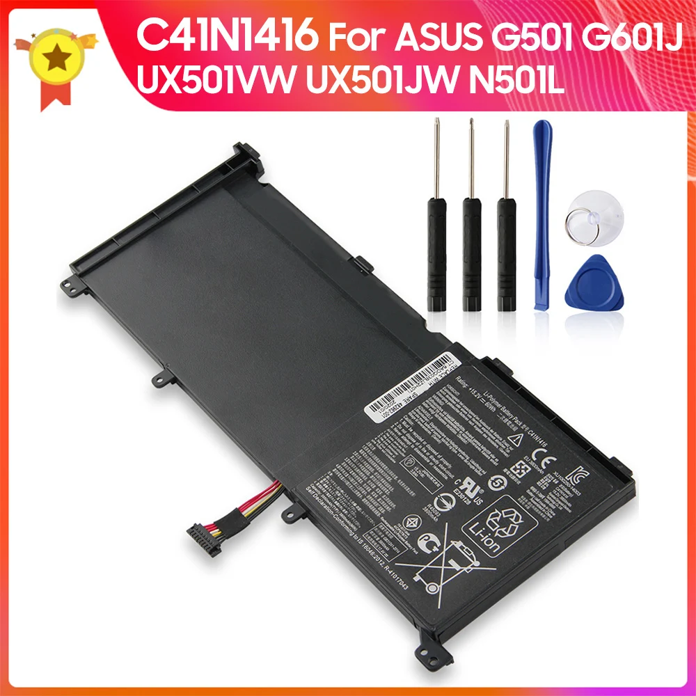 Сменный аккумулятор C41N1416 для ASUS G601J G501 UX501JW UX501VW N501L, высококачественные аккумуляторы 60 Втч с инструментом
Сменный аккумулятор C41N1416 для ASUS G601J G501 UX501JW UX501VW N501L, высококачественные аккумуляторы 60 Втч с инструментом