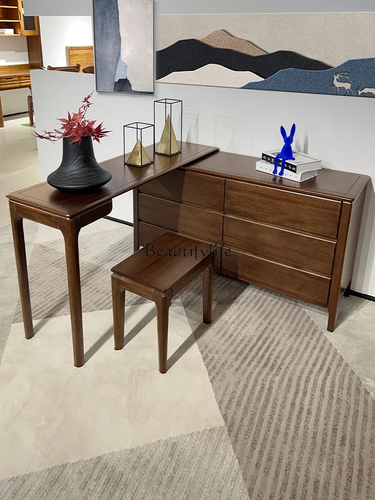 01Full-solid dresser integrated small apartment bedroom modern simple walnut bedside makeup table
01Full-solid dresser integrated small apartment bedroom modern simple walnut bedside makeup table