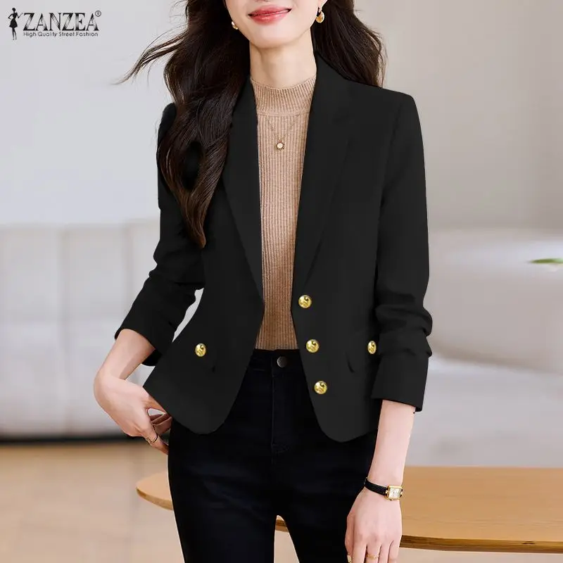 Women's Spring Summer Casual Thin Blazer Lapel Neck Long Sleeve Button Up Solid Color Suit Jackets ZANZEA Elegant OL Outerwear
Women's Spring Summer Casual Thin Blazer Lapel Neck Long Sleeve Button Up Solid Color Suit Jackets ZANZEA Elegant OL Outerwear
