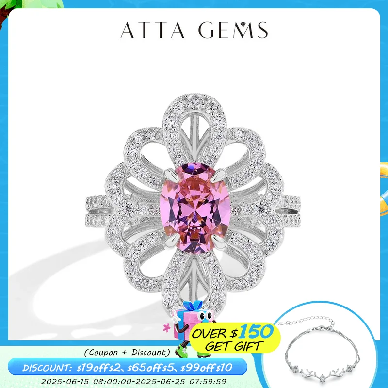 ATTAGEMS Luxury D VVS1 Moissanite Rings for Women Created Pink Zircon S925 Sterling Silver Flower shape Engagement Wedding Gift
ATTAGEMS Luxury D VVS1 Moissanite Rings for Women Created Pink Zircon S925 Sterling Silver Flower shape Engagement Wedding Gift