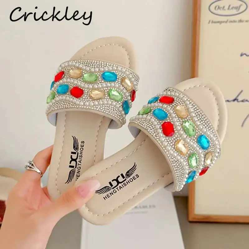 Crystal Bling Children Princess Slippers Summer Pearl PU Girls Flats Slippers Fashion Anti Slip Beach Shoes For Kids
Crystal Bling Children Princess Slippers Summer Pearl PU Girls Flats Slippers Fashion Anti Slip Beach Shoes For Kids
