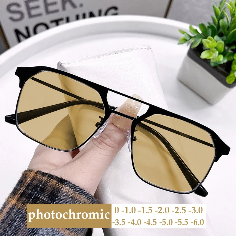 Luxury Double Beam Myopia Glasses with Diopter 0 To -6.0 Fashion Trend Smart Outdoor Photochromic Short Sight Eyewear Googles
Luxury Double Beam Myopia Glasses with Diopter 0 To -6.0 Fashion Trend Smart Outdoor Photochromic Short Sight Eyewear Googles