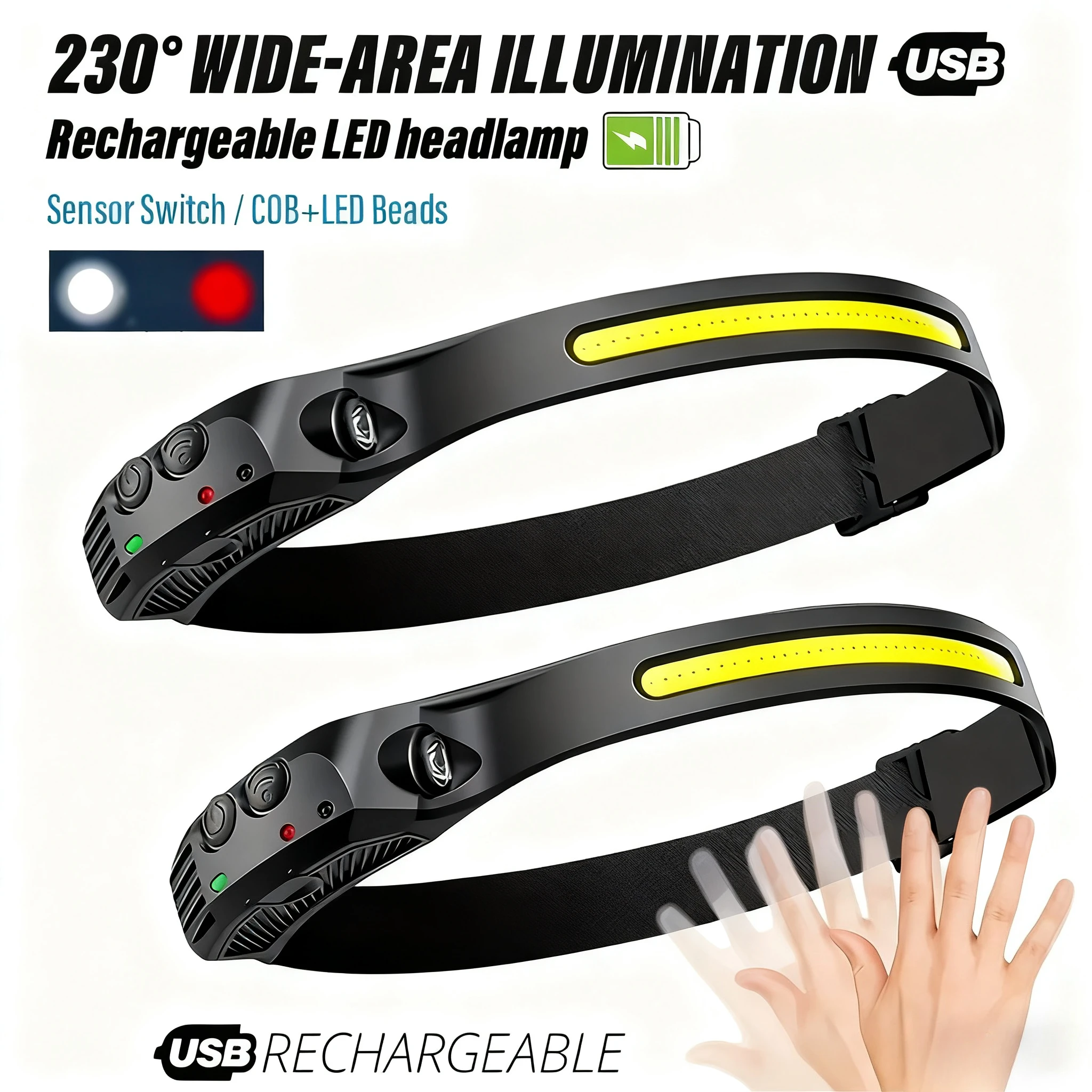 LED Sensor Headlamp USB Rechargeable Led Head Torch Built-in Battery Head Flashlight Outdoor Camping Fishing Headlight Lantern
LED Sensor Headlamp USB Rechargeable Led Head Torch Built-in Battery Head Flashlight Outdoor Camping Fishing Headlight Lantern