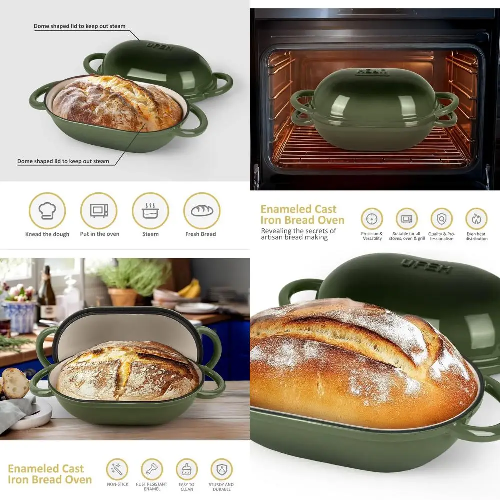 Enameled Cast Iron Dutch Oven - 2 QT, Perfect for Sourdough and Artisan Breads, Oven & Stovetop Safe, Green
Enameled Cast Iron Dutch Oven - 2 QT, Perfect for Sourdough and Artisan Breads, Oven & Stovetop Safe, Green