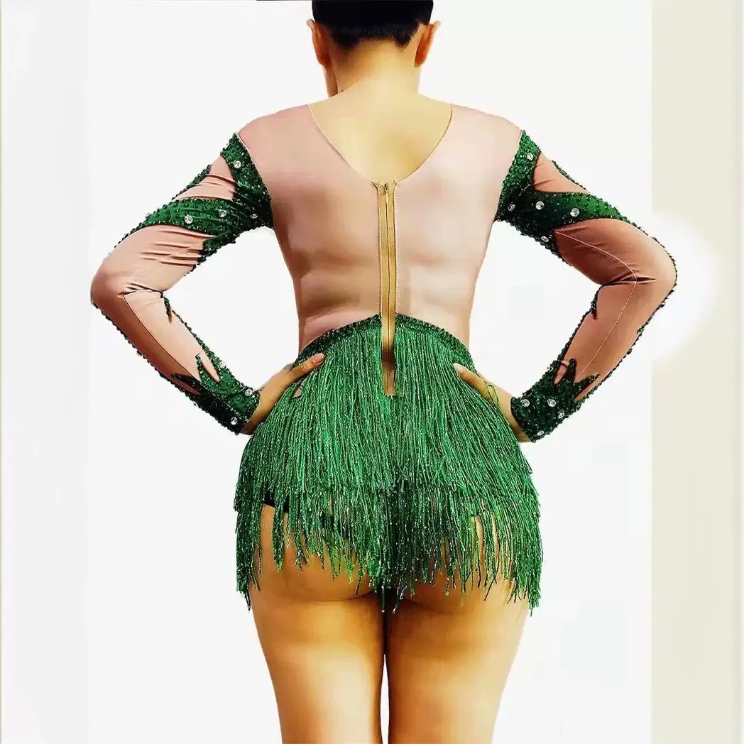 Celebrity party rhinestone long fringe hollow tight sexy jumpsuit stage performance suit
Celebrity party rhinestone long fringe hollow tight sexy jumpsuit stage performance suit