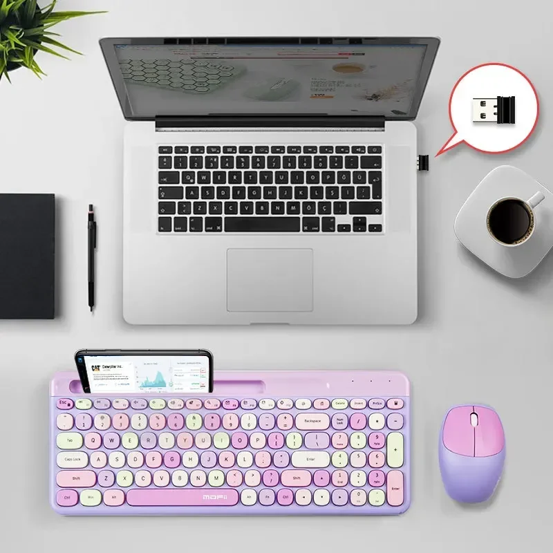 Wireless Keyboard and Mouse Set Lipstick Color Chocolate Notebook Unlimited Keyboard with Phone Slot
Wireless Keyboard and Mouse Set Lipstick Color Chocolate Notebook Unlimited Keyboard with Phone Slot
