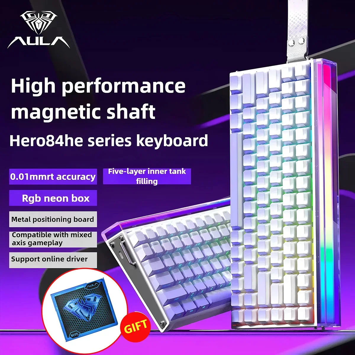 AULA HERO 84HE Wired Gaming Keyboards Magnetic Switch Rgb Neon Light Box Custom Hot Swap E-Sports Keyboard PC Accessory Gifts
AULA HERO 84HE Wired Gaming Keyboards Magnetic Switch Rgb Neon Light Box Custom Hot Swap E-Sports Keyboard PC Accessory Gifts