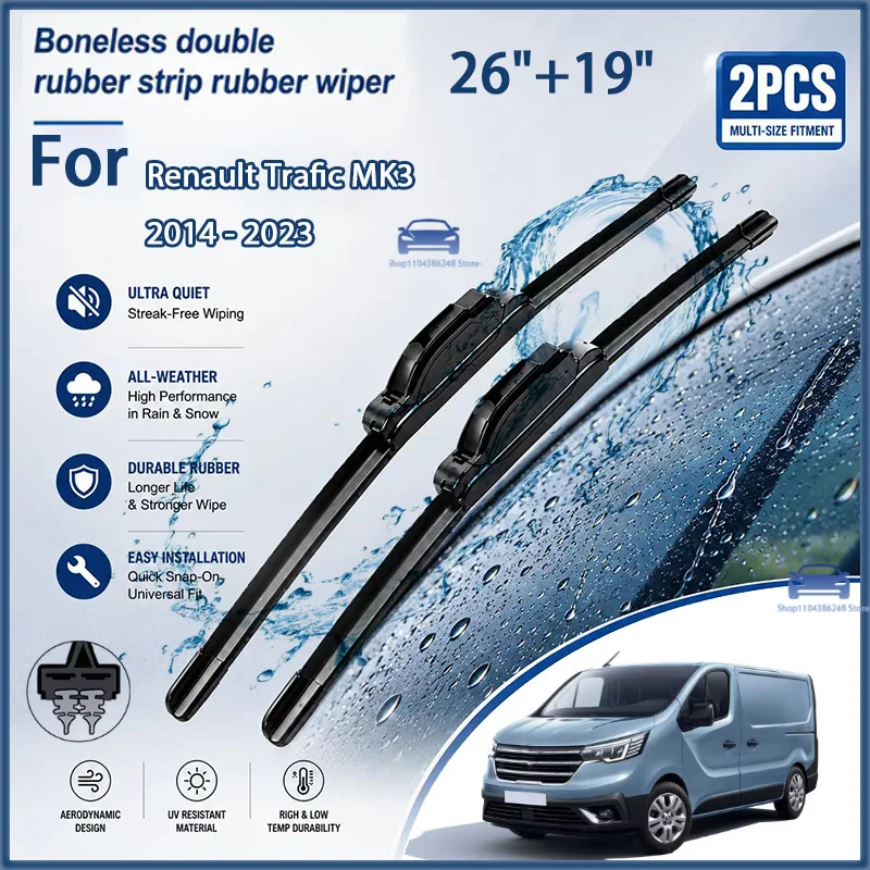 Front Wiper Blades For Renault Trafic MK3 2014 - 2023 Windshield Windscreen Clean Window 26"+19" Modification Parts
Front Wiper Blades For Renault Trafic MK3 2014 - 2023 Windshield Windscreen Clean Window 26"+19" Modification Parts