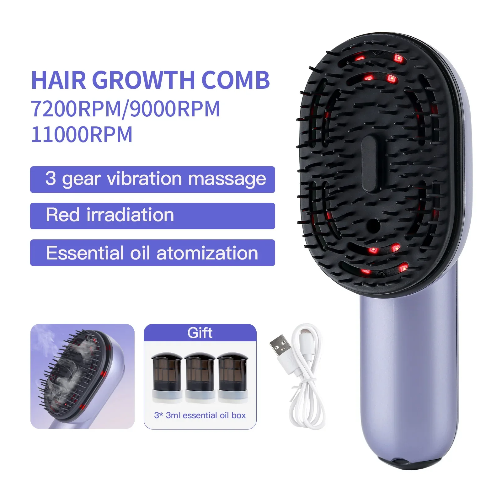 Electric Vibration Massage Comb Hair Follicles Comb Scalp Oil Applicator Head Massager Hair Growth Relief Head Pressure
Electric Vibration Massage Comb Hair Follicles Comb Scalp Oil Applicator Head Massager Hair Growth Relief Head Pressure