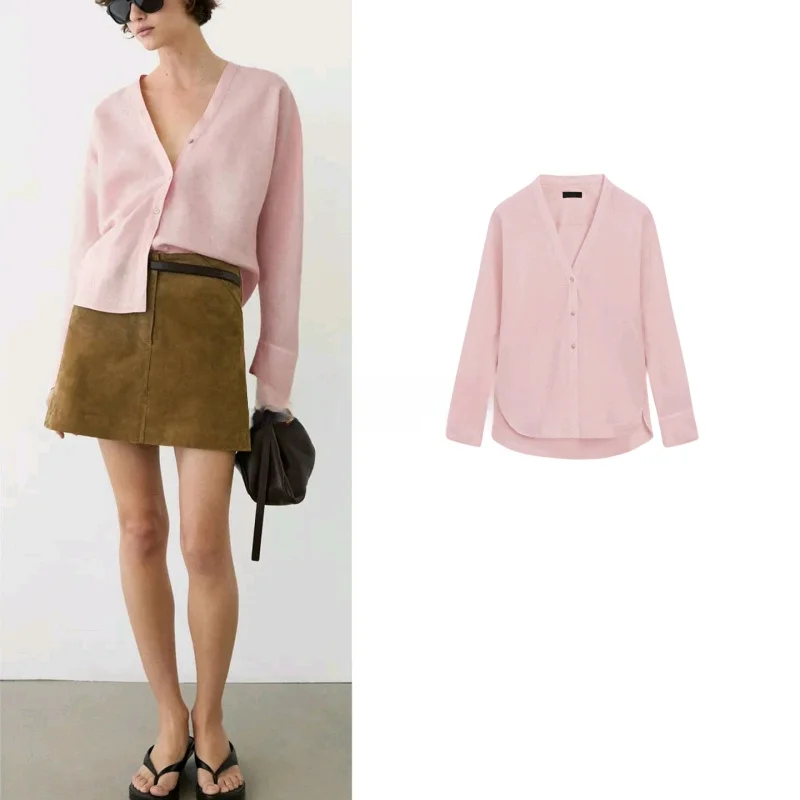 Summer New Women's Commuter Style Single Button Asymmetrical Hem Lightweight V Neck Long Sleeve Shirt Casual Straight Cut Pol...
Summer New Women's Commuter Style Single Button Asymmetrical Hem Lightweight V Neck Long Sleeve Shirt Casual Straight Cut Pol...