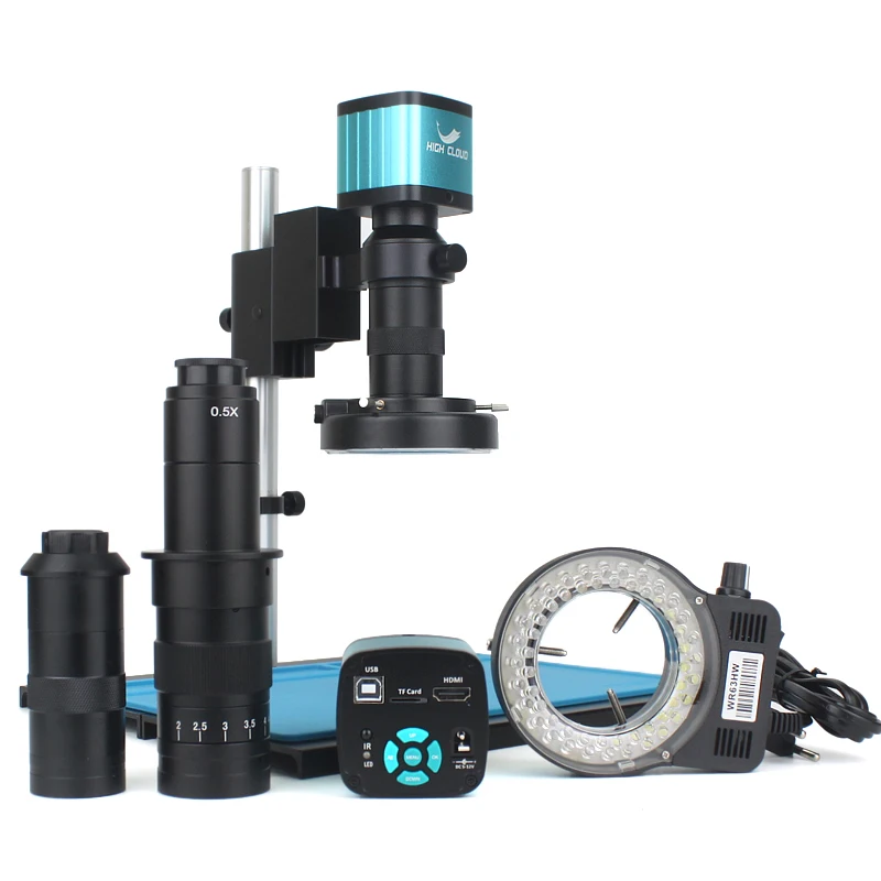 4K 48MP HDMI USB Digital Video Microscope Camera Adjustable Magnification 130X 180X C Mount Len Zoom Stand 56 LED Ring Light
4K 48MP HDMI USB Digital Video Microscope Camera Adjustable Magnification 130X 180X C Mount Len Zoom Stand 56 LED Ring Light