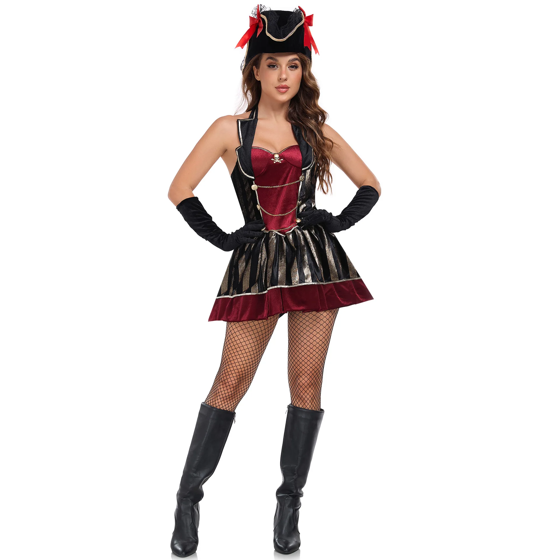 Gothic Women Pirate Costume Caribbean Jack Sparrow Halloween Uniform Stage Role Playing Women's Cool Tube Dress Costume New 2025
Gothic Women Pirate Costume Caribbean Jack Sparrow Halloween Uniform Stage Role Playing Women's Cool Tube Dress Costume New 2025